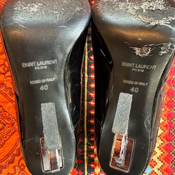 YSL - Opyum Heel Pumps - Black Patient Leather - Size US 10  EU 40 - Picture 9 of 16